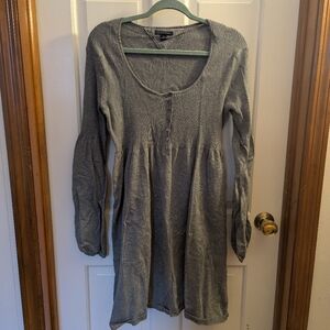 Tommy Hilfiger Grey Ribbed Empire Waist Sweater Dress - Size XL
